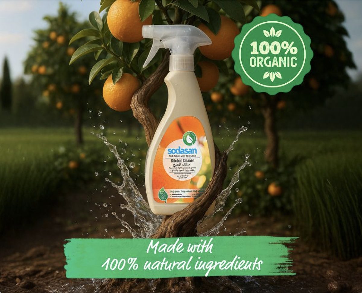 Sodasan organic spray creative with oranges